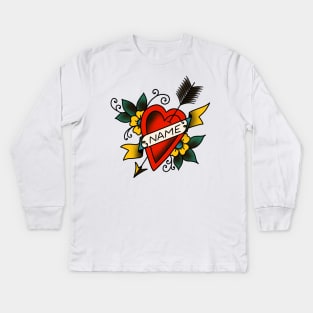 old school tattoo with favorite name Kids Long Sleeve T-Shirt